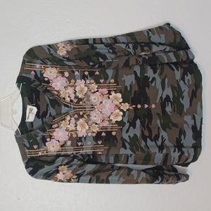 Savanna Jane Embroidered Camo Blouse